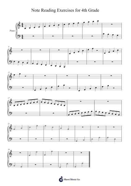 Note Reading Exercises for 4th Grade Sheet Music by -Arr.Stilwald Mollswift
