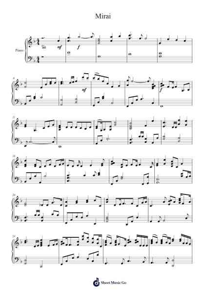 Mirai Sheet Music by jempianist2022-Arr.Hulking Chilmund
