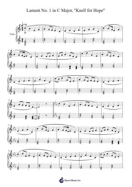 Lament No. 1 in C Major, "Knell for Hope" Sheet Music by Rosaria Storm-Arr.O'Conbrooke