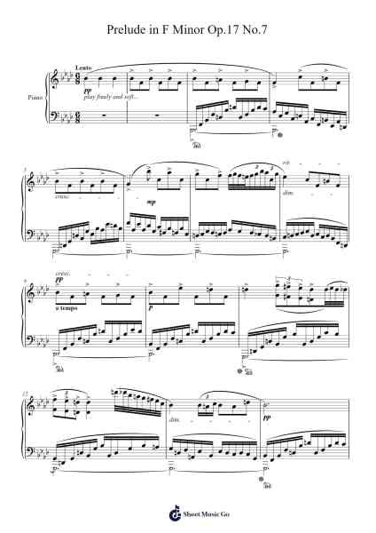 Prelude in F Minor, Op. 17, No. 7 Sheet Music by Viomin-Arr.Bowen Stellow