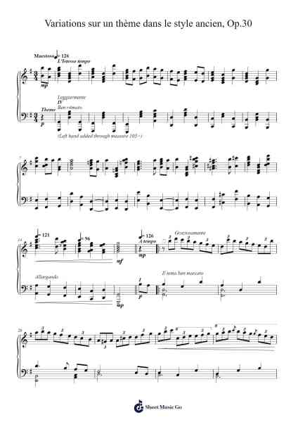Variations sur un thème dans le style ancien, Op. 30 Sheet Music by Carlos Salzedo-Arr.Golddrea