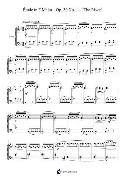 20 Études chantantes, Op.30: No. 1 Étude in F Major - "The River" Sheet Music by Giuseppe Concone-Arr.Poekirk