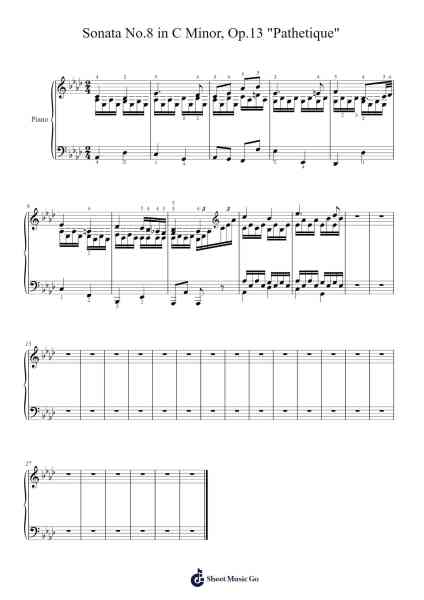 Sonata No. 8 in C Minor, Op. 13 "Pathetique" Sheet Music by Ludwig van Beethoven-Arr.Childvian Petsibyl