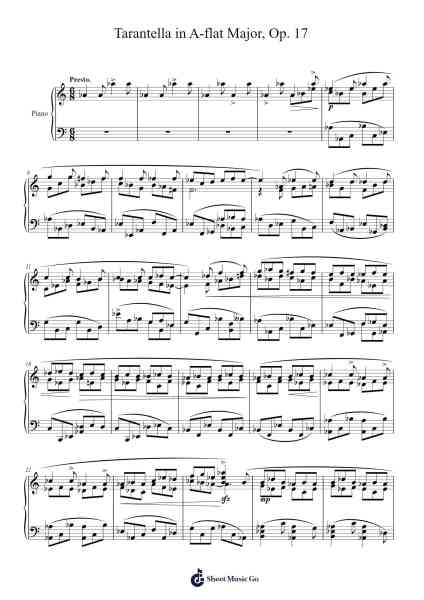 Tarantella in A-flat Major, Op. 17 Sheet Music by J. Demitri-Arr.Thoclare
