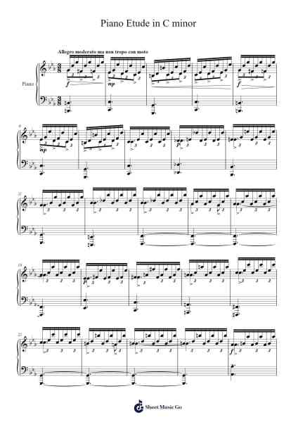 Piano Etude in C Minor Sheet Music by David Charlie-Arr.Urkuk Joneswat