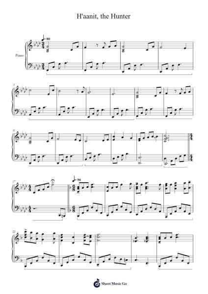 H'aanit, the Hunter Sheet Music by Yasunori Nishiki-Arr.Moulcole Inkit
