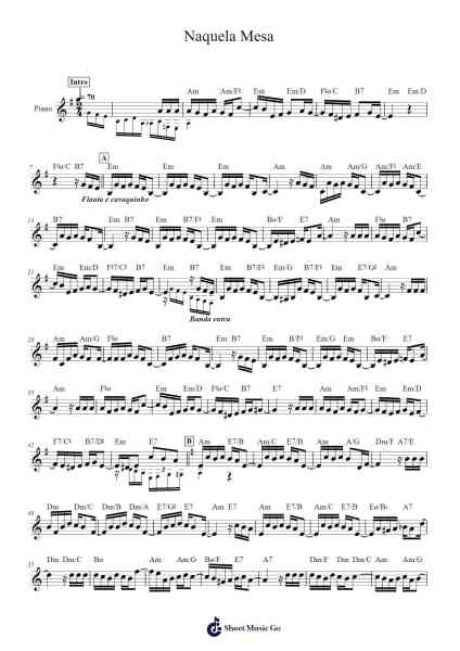 Naquela Mesa 乐谱由 Sérgio Bittencourt - 编曲 Crichriet Hawreen