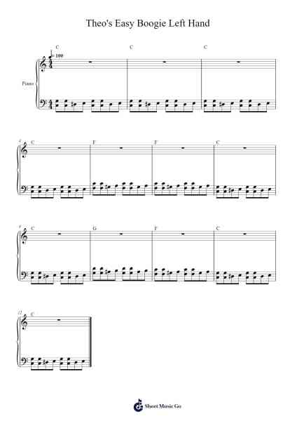 Theo's Easy Boogie Left Hand Sheet Music by Theo Degler-Arr.Cashshop