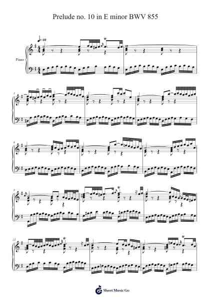 Prelude No. 10 in E Minor, BWV 855 Sheet Music by Johann Sebastian Bach-Arr.Dolamb Strafay