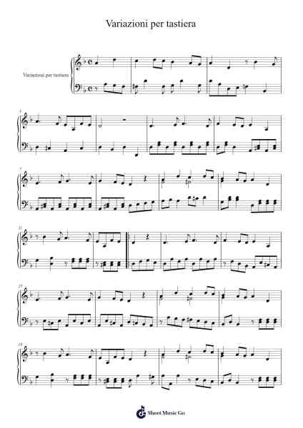 Variazioni per tastiera Sheet Music by Carlotta Ferrari-Arr.Totience Queesom