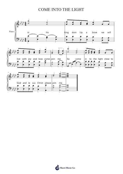 COME INTO THE LIGHT Sheet Music by -Arr.Milesbloor
