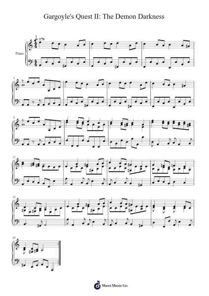 Gargoyle's Quest II: The Demon Darkness Sheet Music by Yuki Iwai-Arr.Dilfred Haro