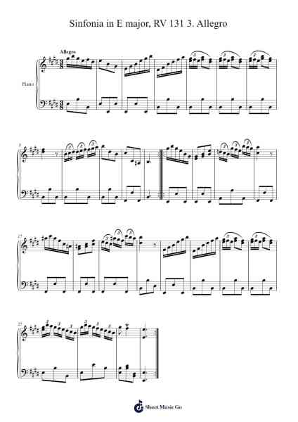Sinfonia in E Major, RV 131: III. Allegro Sheet Music by Antonio Vivaldi-Arr.Danchloe