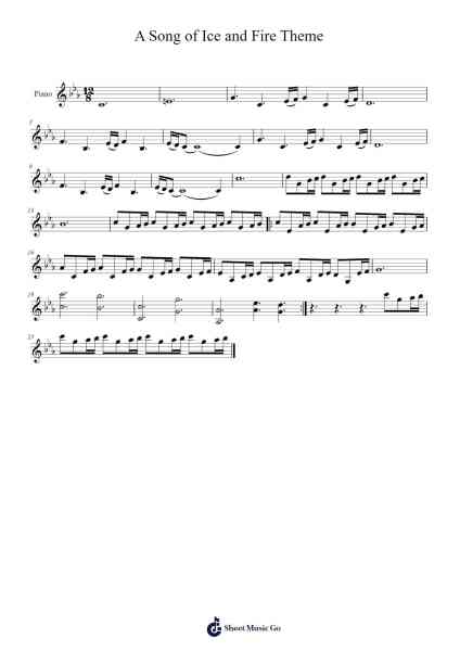 A Song of Ice and Fire Theme Sheet Music by Brubraith-Arr.Sysham