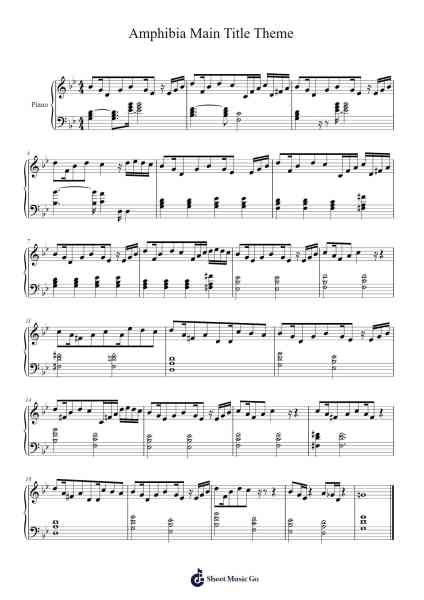 Amphibia Main Title Theme Sheet Music by Doug Petty-Arr.Haycah Touthale