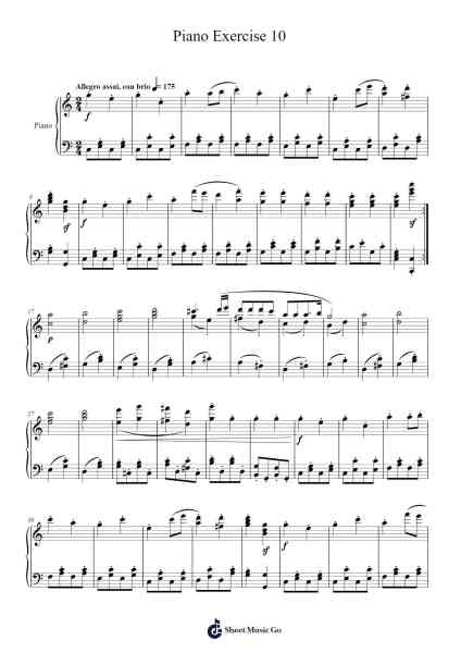 Piano Exercise 10 Sheet Music by Mattnat Bingtine-Arr.Cofsar