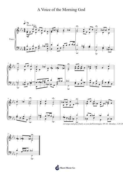 A Voice of the Morning God Sheet Music by Toursbur-Arr.Elroylitt Graycia