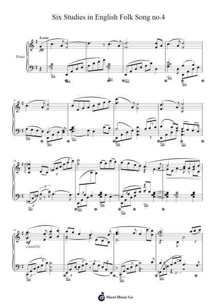 Six Studies in English Folk Song no.4 Sheet Music by Ralph Vaughan Williams-Arr.Quingar