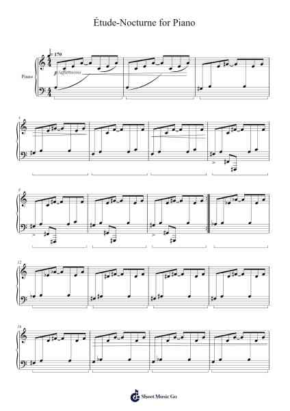 Étude-Nocturne for Piano, Op. 96 Sheet Music by Samuel D. Kubik-Arr.Hughlon
