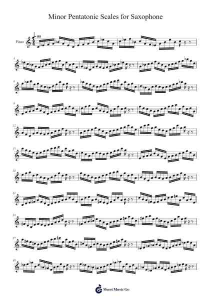 Minor Pentatonic Scales for Saxophone Sheet Music by Molpenn-Arr.Popgram Migcky