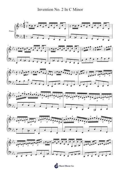 Invention No. 2 In C Minor โน้ตเพลงโดย undefined-Arr.Warge