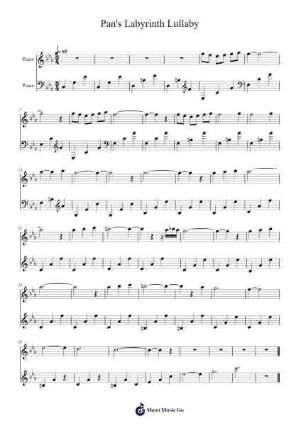 Pan's Labyrinth Lullaby Sheet Music by Javier Navarrete-Arr.Copclife Hudvan