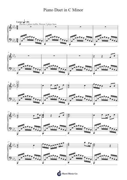 Piano Duet in C Minor Sheet Music by Misc-Arr.Chrisphael Reedno