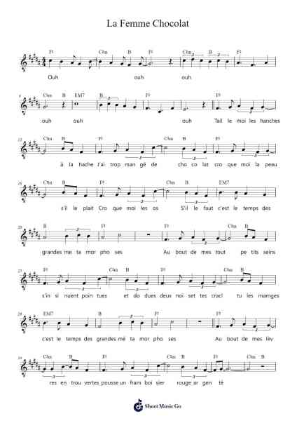 La Femme Chocolat Sheet Music by Malzieu-Arr.Blantiane Hobrob