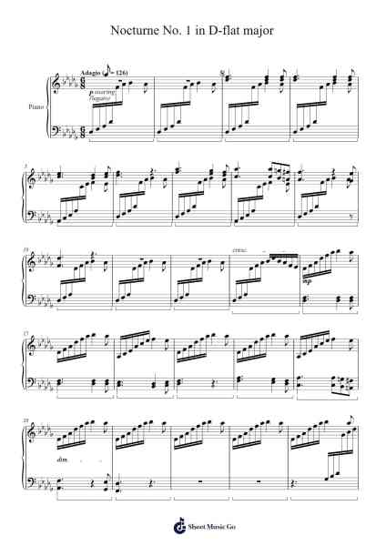 Nocturne No. 1 in D-flat major Sheet Music by Aiden Lim-Arr.Migsel Pagliam
