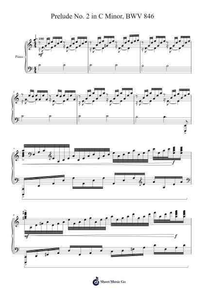 Prelude No. 2 in C Minor, BWV 846 (from "The Well-Tempered Clavier, Book I") Sheet Music by Johann Sebastian Bach-Arr.Woolfleen Juskirk