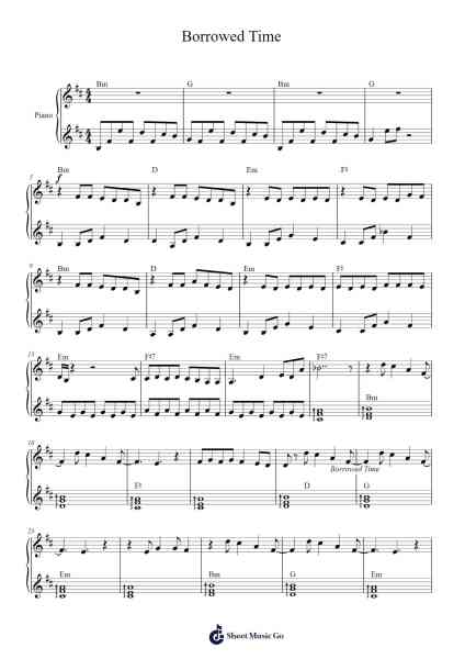 Borrowed Time Sheet Music by Frank Wildhorn-Arr.Carldith Saxdunn