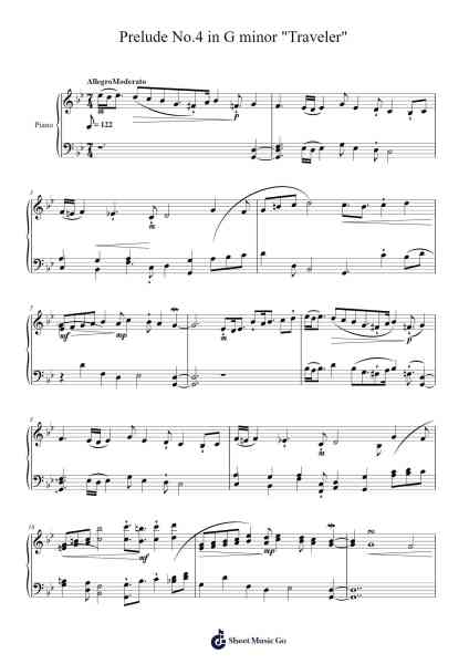 Prelude No.4 in G minor "Traveler" Sheet Music by Mythey Torad-Arr.Thomgreg