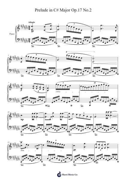 Prelude in C# Major Op.17 No.2 Sheet Music by Viomin-Arr.Irbald Jouvier