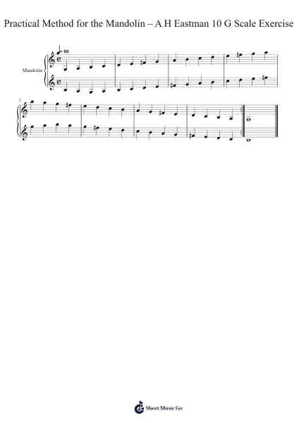 Practical Method for the Mandolin - 10 G Scale Exercise Sheet Music by A H Eastman-Arr.Yulejah
