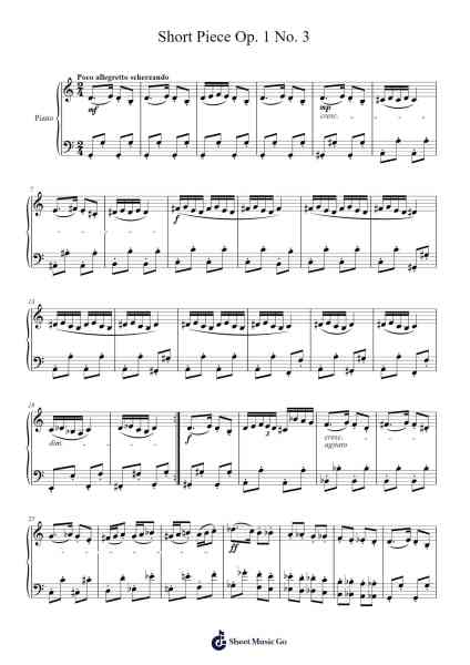 Short Piece Op. 1 No. 3 Sheet Music by 3gC42bX-Arr.Franfield Pricecil