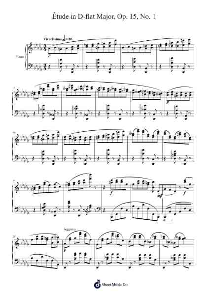 Étude in D-flat Major, Op. 15, No. 1 Sheet Music by Matthew Wong-Arr.Sainsgen Junebrowne
