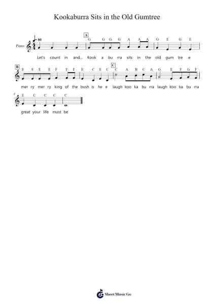 Kookaburra Sits in the Old Gumtree Sheet Music by Misc Traditional-Arr.Graril
