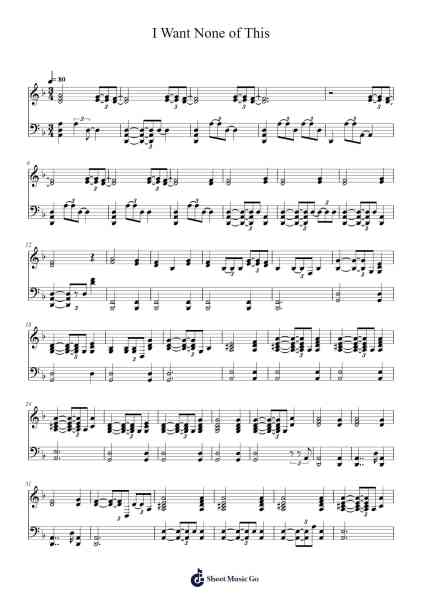 I Want None of This Sheet Music by Radiohead-Arr.Hilye