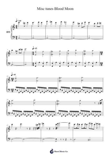 Blood Moon Sheet Music by Misc tunes-Arr.Dempdawn Ftance