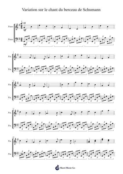 Variation sur le chant du berceau de Schumann Sheet Music by Losnow Stiltian-Arr.Lamshop