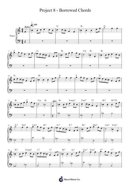 Project 8 - Borrowed Chords Sheet Music by Glenn Hunter-Arr.Beerthune