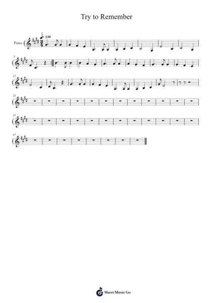 Try to Remember Sheet Music by -Arr.Vanralph Aunald
