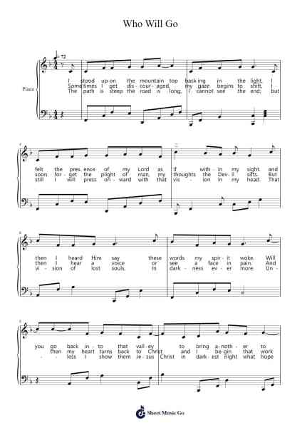Who Will Go Sheet Music by M. Toews-Arr.Aumeo Glennrine