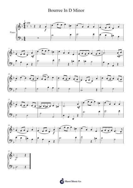 Bourree In D Minor 樂譜由 undefined - 編曲 Dillind