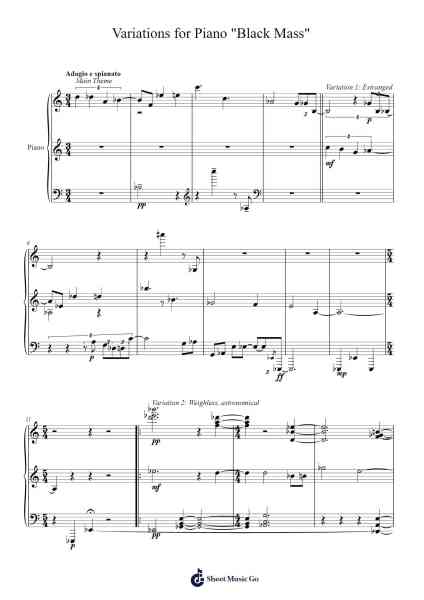 Variations for Piano "Black Mass" Sheet Music by Andrew Glennon-Arr.Orence