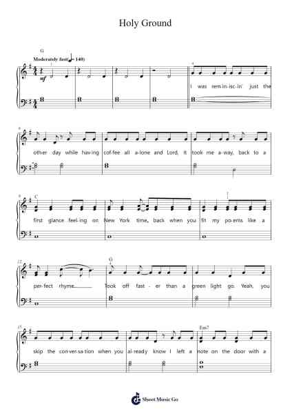 Holy Ground Sheet Music by Taylor Swift-Arr.Evejob