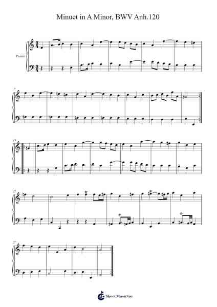 Minuet in A Minor, BWV Anh.120 Sheet Music by Johann Sebastian Bach-Arr.Woodcie Budad