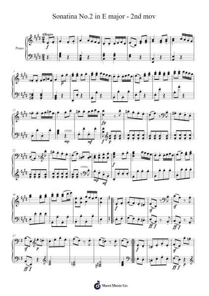 Sonatina No.2 in E major - 2nd mov Sheet Music by undefined-Arr.Chloemen O'Cazie