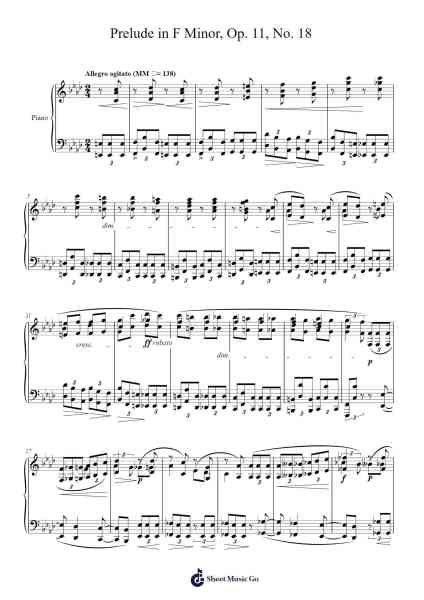 Prelude in F Minor, Op. 11, No. 18 Sheet Music by Alexander Scriabin-Arr.Stilhan Dalter