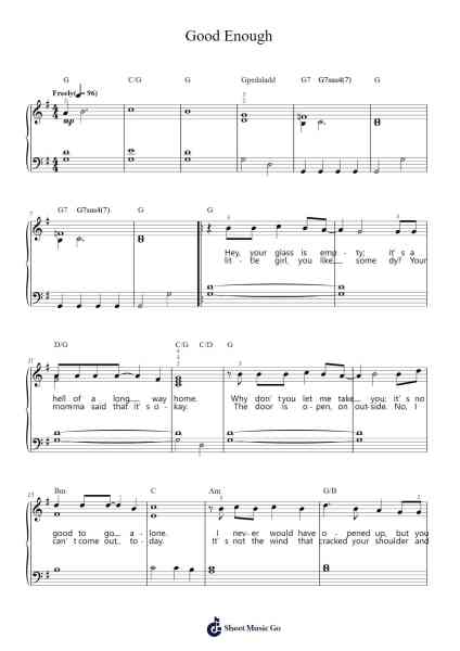 Good Enough Sheet Music by Sarah McLachlan-Arr.Danchi